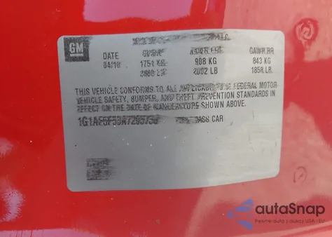 2010 Chevrolet Cobalt Lt from USA, damaged, VIN 1G1AF5F53A7205736